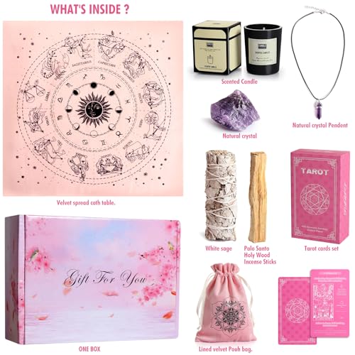 Tarot Deck Cards for Beginners with Meaning on Them-Witchcraft Kit -Meditate Gift Sage for Cleansing Home& Negative Energy