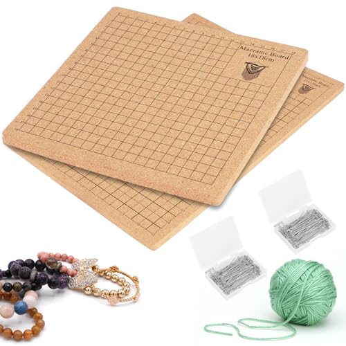 US 2Pcs Macrame Board with Grids 8x8inch 12x16inch Double Side Macrame Project Board with 100 T Pins Portable Braiding Board Reusable Macrame Board for Braiding Bracelet Project Knotting(suit)