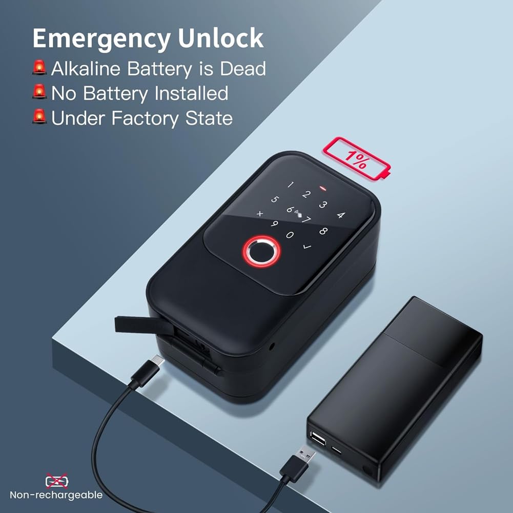 Key Lock Box, Bluetooth Lock Box con impronta digitale & passcode & Access Card & manuale chiave & APP Control, impronta digitale