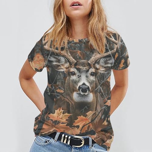 Camo Deer/Bear/Wolf Camouflage Hunting Tshirt Mens Animal Print Outdoor Casual Short Sleeve T-Shirts4