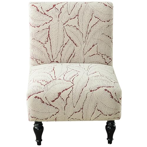 Ausing Jacquard Housse de canapé sans accoudoirs 1 place Roseau Fleur Imprimé Housse de fauteuil High Stretch Antidérapant Rouge