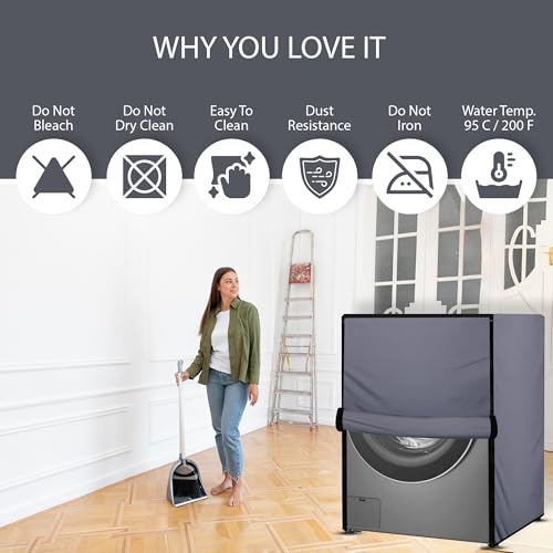 Image of Waterproof & Dustproof Top Front Load Washing Machine Cover for 6 kg 6.5 kg 7kg & 7.5 kg Compatible for IFB LG Samsung Whirlpool Bosch Haier | Siemensfor with Pipe Holes (Grey)