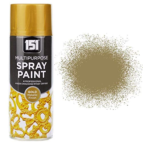400ml Professional Quality Fantastic Finish All-Purpose Interior Exterior Household Spray Paint for Wood Metal Plastic Ceramics & More (Metallic Gold)