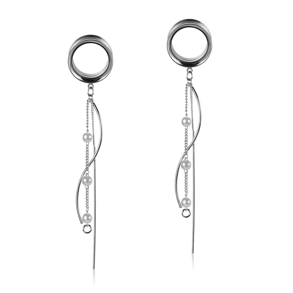 COOEARSize 8mm Gauges for Ears Double Flared Tunnels Dangle Chain Expander Stretchers Earrings 6mm to 25mm.