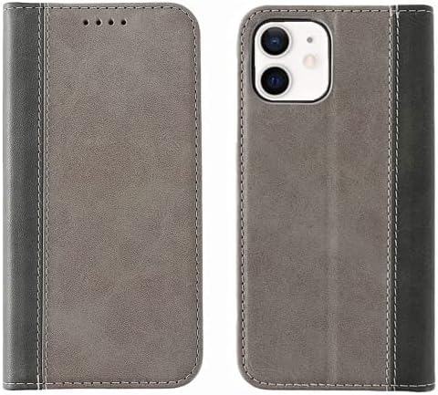 iPhone 12 / iPhone 12 Pro Wallet Case PU Leather Case Card Holder Shockproof Flip Cover - Black/Gray