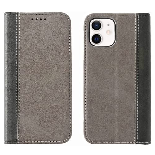 NanHou iPhone 12 / iPhone 12 Pro Wallet Case PU Leather Case Card Holder Shockproof Flip Cover - Black/Gray