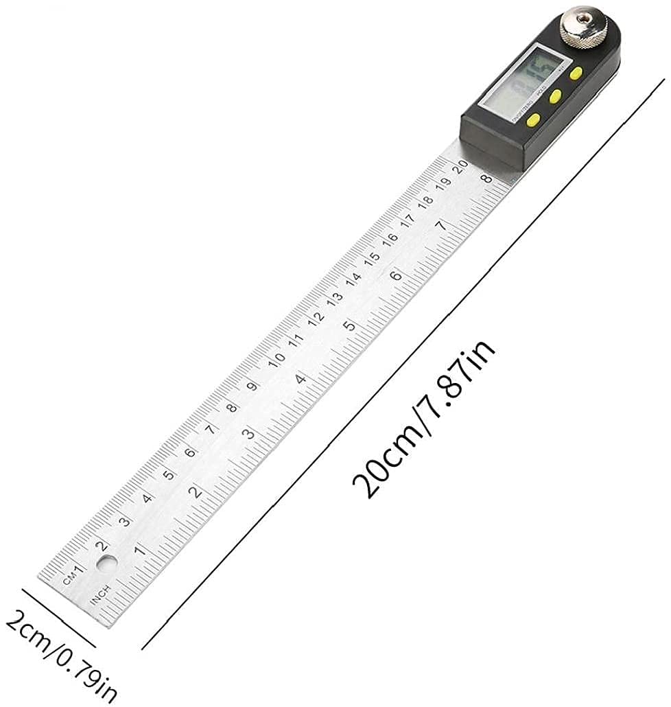 Celownik kątowy, linijka kątowa, cyfrowy celownik kątowy Kątomierz Linijka ze stali nierdzewnej 0-200 mm Wyświetlacz LCD do pomiaru obróbki drewna, narzędzia sprzętowe Kątomierz