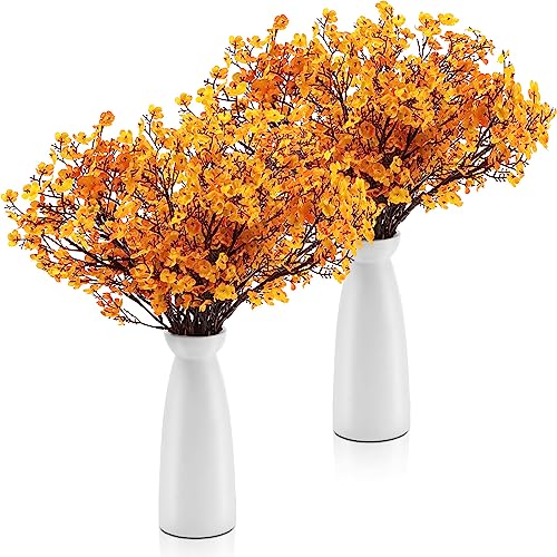 Xunyee 30 Bunches Babys Breath Artificial Flowers Bulk Faux Babys Breath Flowers Artificial Gypsophila Bouquet Silk Floral Fireplace Vase Filler For Living Room Home Bedroom Wedding, Orange #TOP21