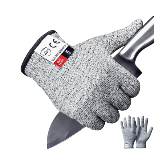 Level 5 Cut Resistant Gloves for Kids and Adults - Food Grade Protection With EN 388 Certification, Wood Whittling and Knife Protection, M Size