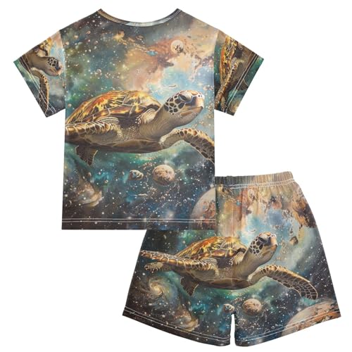 ALAZA Turtle in Space Pajama Set Short Sleeve Sleepwear Soft Lounge Nightwear2