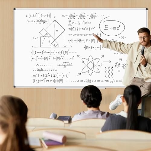 Image of XBoard Magnetic Dry Erase Board 96 x 48 Inches Wall-Mounted, 4'x8' Presentation Whiteboard with Marker Tray, Aluminum Frame White Board for School Office