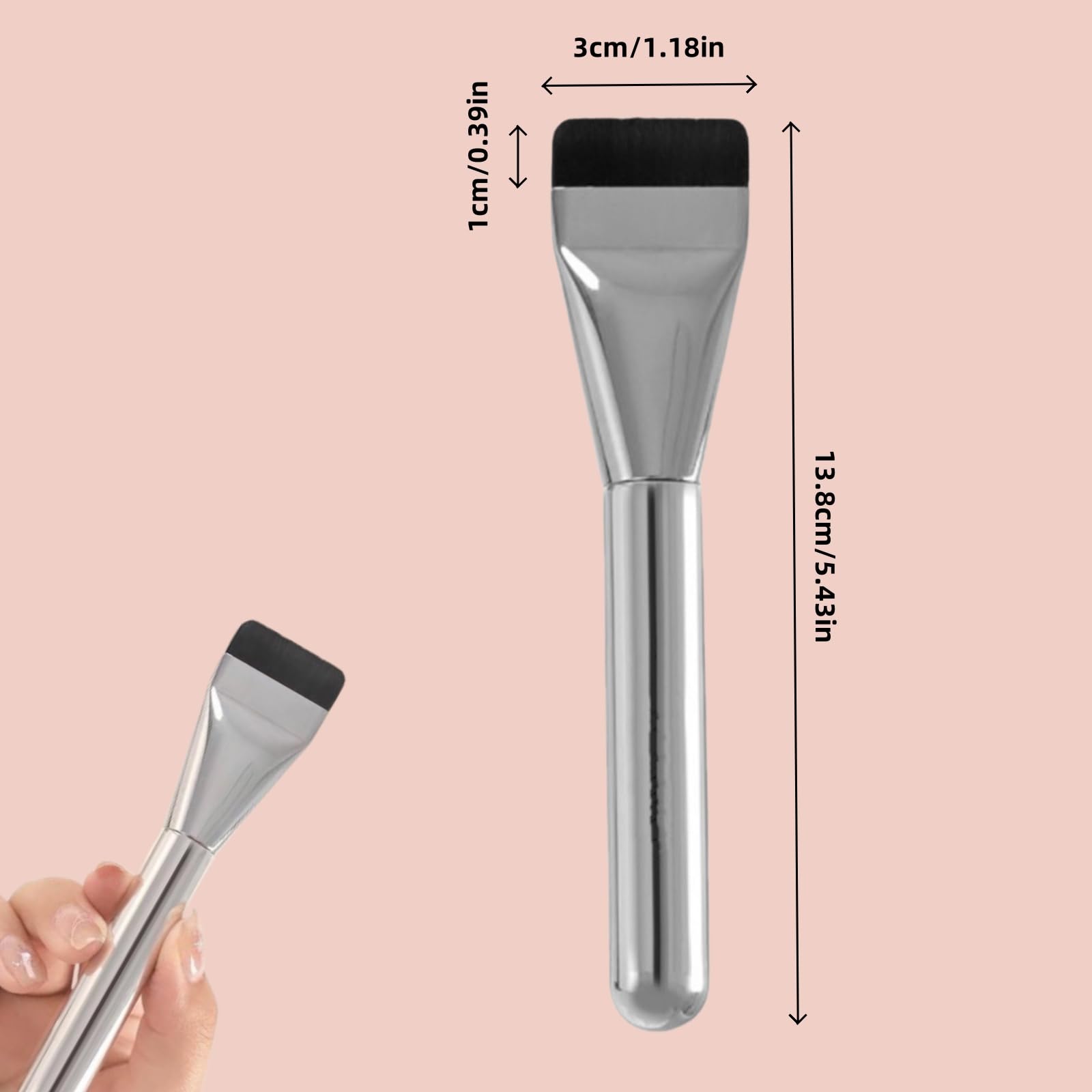 3 pennelli sottili per fondotinta liquido, pennello piatto per fondotinta liquido, pennello dritto per fondotinta, pennello per applicazione cosmetica Wakemake, trucco viso
