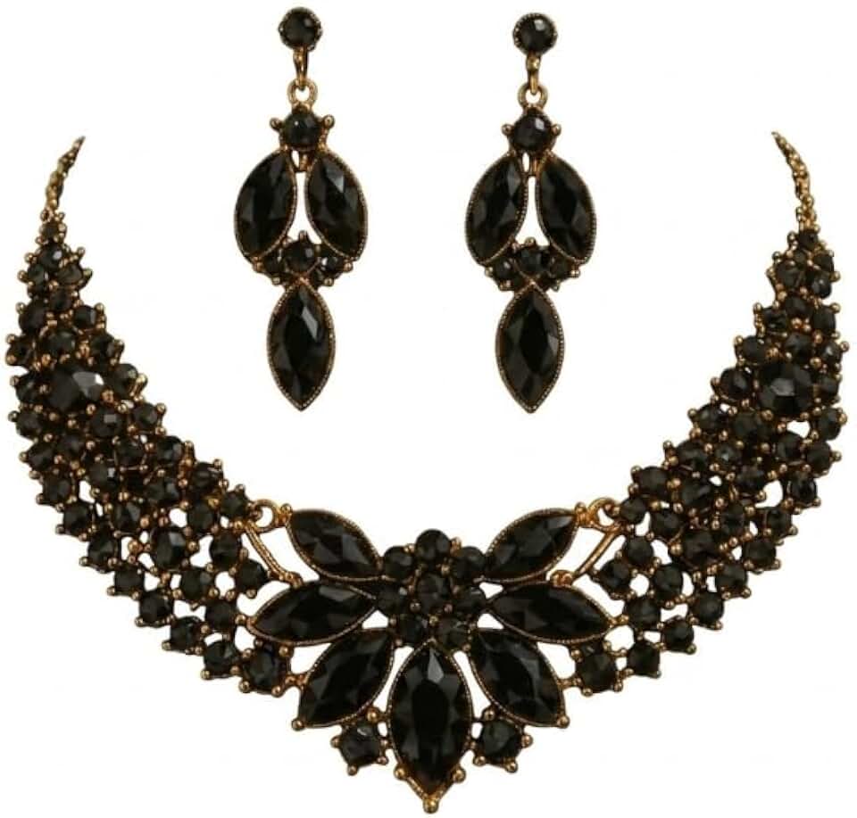Conjunto Colar e Brincos Luxo Pedraria Strass Festa Casamento Elegante
