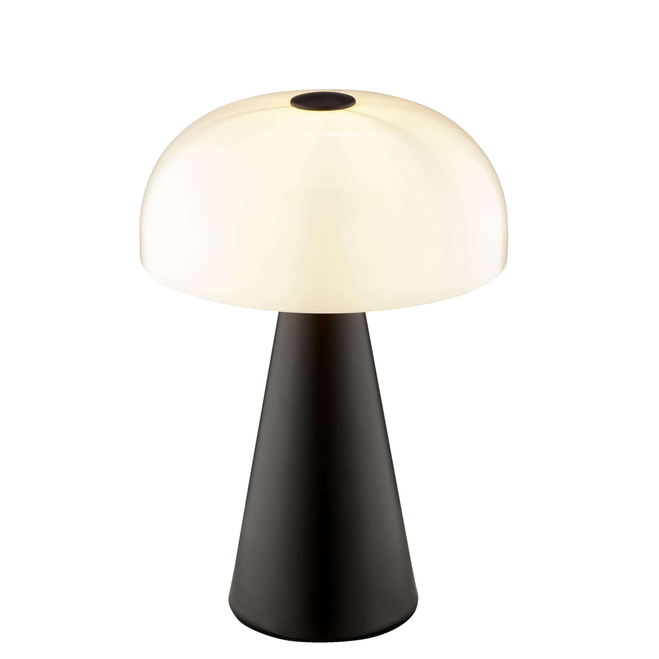 Lightbox Pilz Tischleuchte, E14, Höhe 35 cm, Ø 24 cm, Schalter am Kabel, Glas/Metall, weiß/schwarz, dekorative Nachttischlampe oder Akzentleuchte im Retro Design