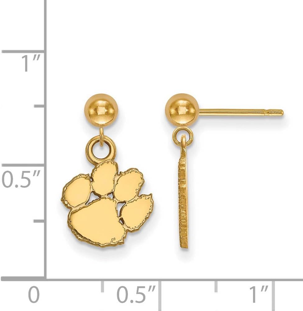 LogoArt Clemson University Dangle Earrings with Ball (Gold Plated)