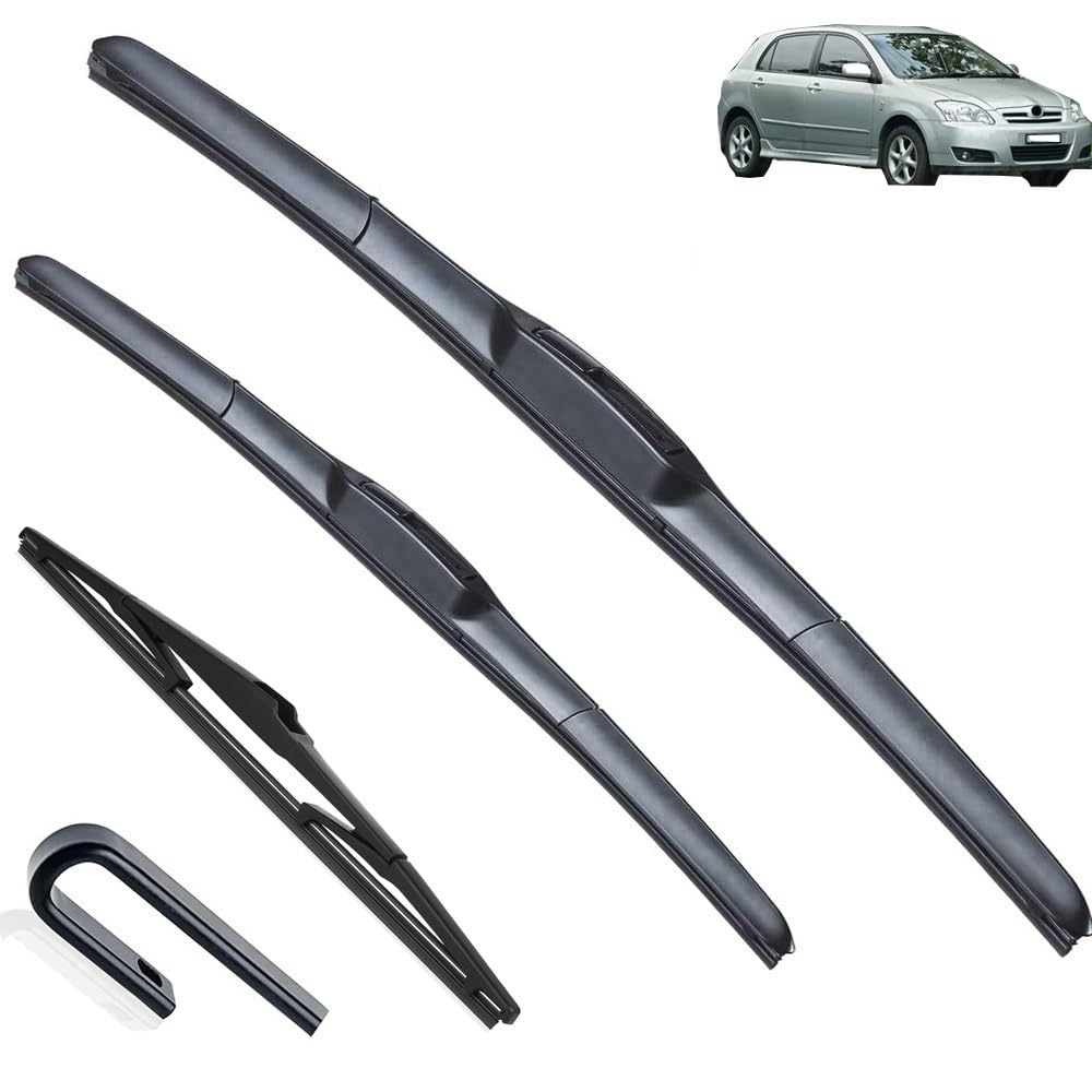 3 szt. Zestaw wycieraczek przednich i tylnych wycieraczek kompatybilny z Toyota Corolla hatchback E12 2001-2006 szyba przednia 22 "19" 14"