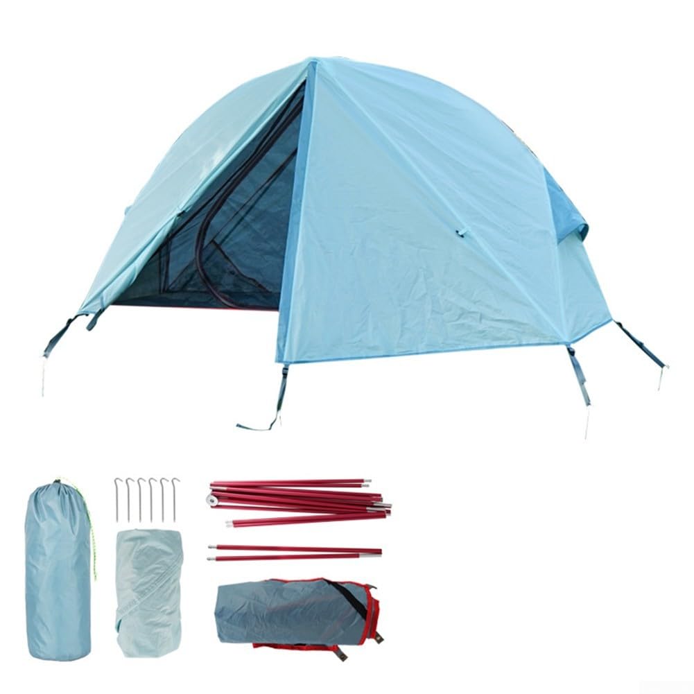 2-lagiges, wasserdichtes Camping-Schlafbett, erhöhter Outdoor-Unterschlupf mit Netz-Innenseite für Wandern, Rucksackreisen, leichte Stangen aus Aluminiumlegierung, einfacher Aufbau, 200 x