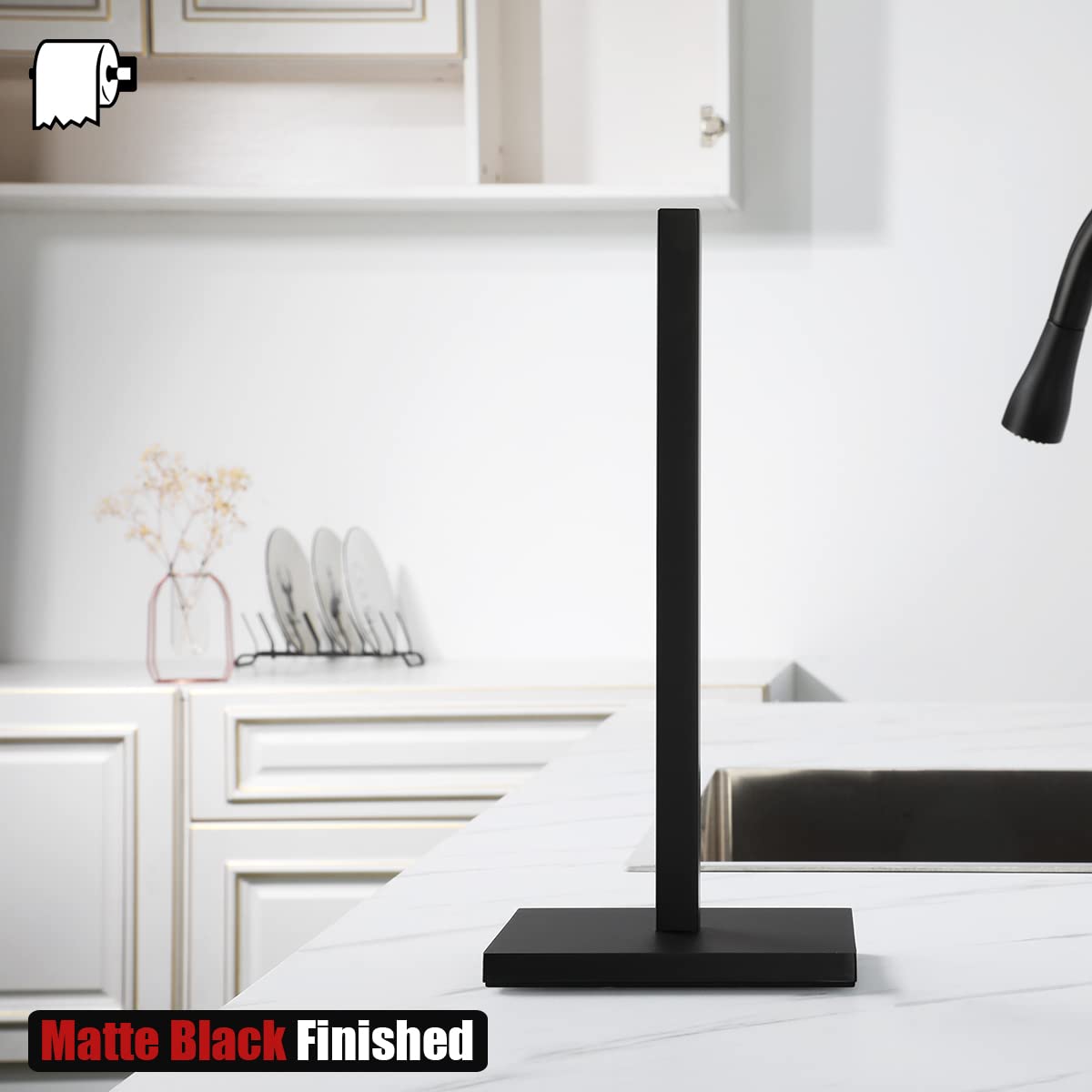 JQK PTH240-PB Support pour essuie-tout en acier inoxydable 304 Noir