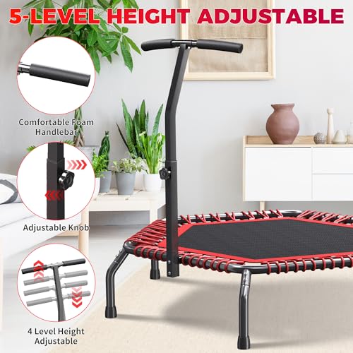 Image of 40 inch /48 inch Rebounder Trampoline for Adults with Bungee Cords, Exercise Rebounder for Adults Indoor /Outdoor Workout, Max Load 450 /550 LBS