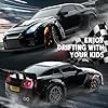 RC Drift Car, 1:24 Scale Remote Control Vehicle with LED Lights, 2.4GHz 20KM/H 4WD High Speed RC Cars, Drifting Tires＆Two Batteries, Racing Sports Toy Idea Gift for Adults Boys Girls and Kids (Black) #2