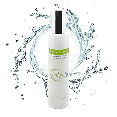 Rare Ivy SKIN CARE Active Cleanser Exfoliating Face and Body Wash - Aloe Vera Formula Unclogs Pores, Reduce Sebum, Absorbs Access Oil- Fragrance Free (4 FL OZ /20ML)