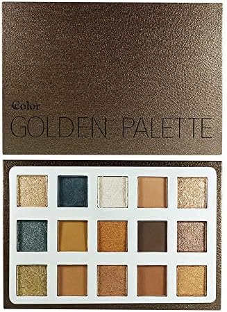 Ccolor Cosmetics - Golden, 15-Color Eyeshadow Palette, Highly Pigmented, Long-Wearing, Easy-to-Blend, Bronze Gold Matte & Shimmer Eye Shadow, Professionally Formulated Eye Makeup