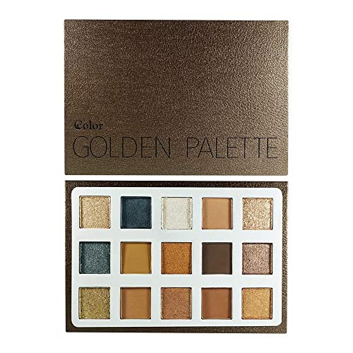 Ccolor Cosmetics - Golden, 15-Color Eyeshadow Palette, Highly Pigmented, Long-Wearing, Easy-To-Blend, Bronze Gold Matte & Shimmer Eye Shadow, Professionally Formulated Eye Makeup #TOP2