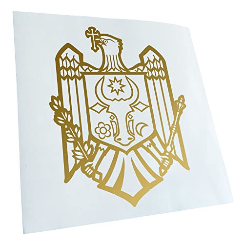 Kiwistar - Autocollant - blason Moldavie - 30x24cm - or - G30 - Pour voitures, vélos, véhicules, motos, cyclomoteurs, tuning, vitres arrière