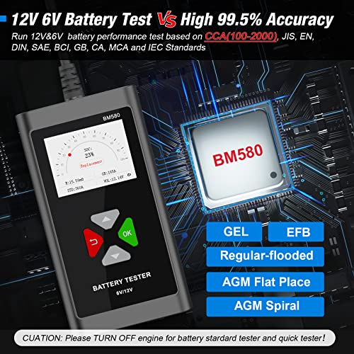 Car Battery Tester Professional 12V 6V 100-2000Cca Elmconfig Bm580 Automotive Alternator Tester Digital Auto Battery Analyzer Charging Cranking System Tester For Car Truck Motorcycle Atv Suv Boat #TOP3