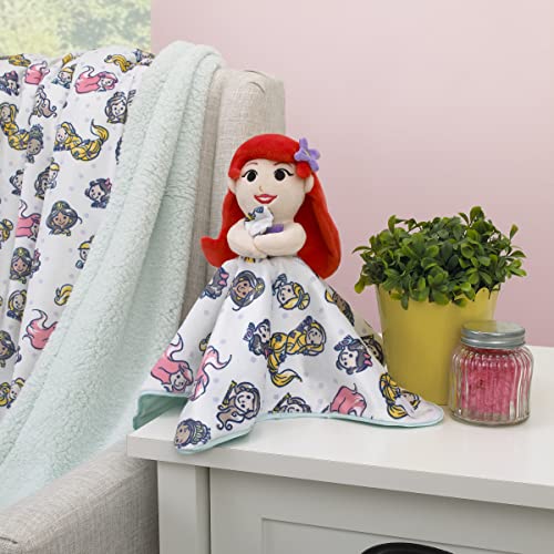 Image of Disney Ariel and Princess White and Aqua Lovey Security Blanket