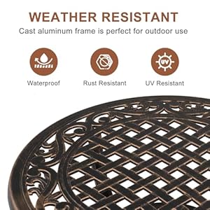 VINGLI 22" Cast Aluminum Outdoor Side Table, All Weather Patio SideTable Outdoor End Table for Patio,Garden,Balcony,Deck, Bronze (Round) VINGLI 22 Cast Aluminum Outdoor Side Table All Weather Patio SideTable Outdoor End Table for PatioGardenBalconyDeck Bronze Round