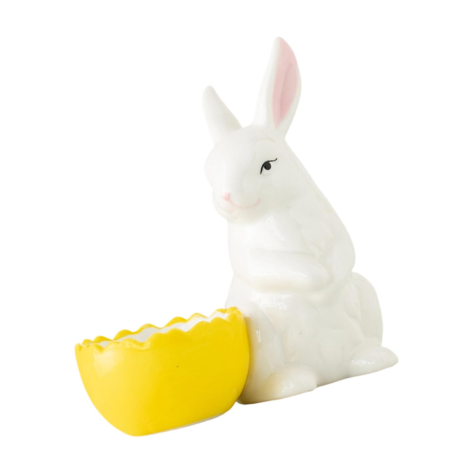 Osniyaw Yellow Elegant Ceramic Egg Tray With Rabbit Motif, Perfect For Spring Festival Celebration Decoration, Ceramic Tray, Rabbit Theme Stand