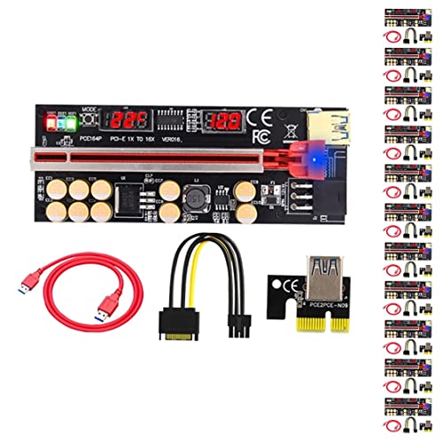PCI-E 1X à 16X VER016 riser GPU USB3.0 pour rig de minage BTC avec affichage LED de température