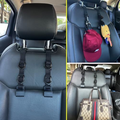 Image of Car Headrest Hooks, Backseat Storage Organizer Hangers, Universal Vehicle Seat Back Hooks, 4 Pack