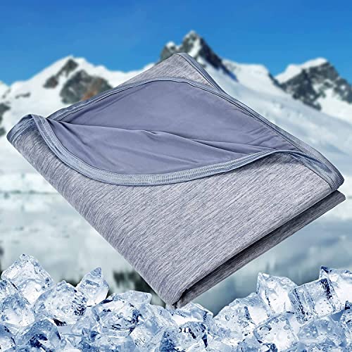 Image of HOMFINE Cooling Blanket for Hot Sleepers Queen Size, Blue 90 inchx90 inch | Dual-sided mica nylon cool, Q-Max 0.439 instant cool, Lightweight & breathable for night sweats & menopause, Machine washable