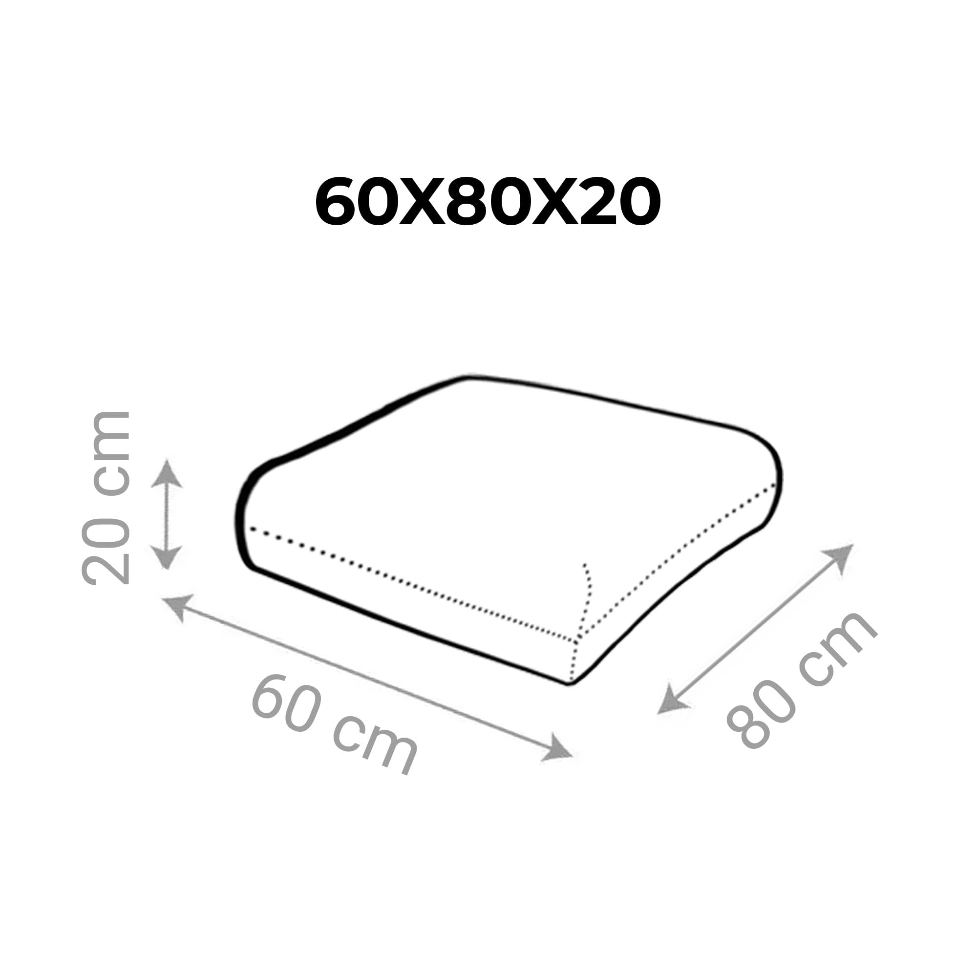 HAPPERS Cojín de Suelo Naylim Mate Impermeable Multiusos para Exterior, Banco y Palets - Comodidad y Versatilidad en un sólo Cojín Gris 60x80