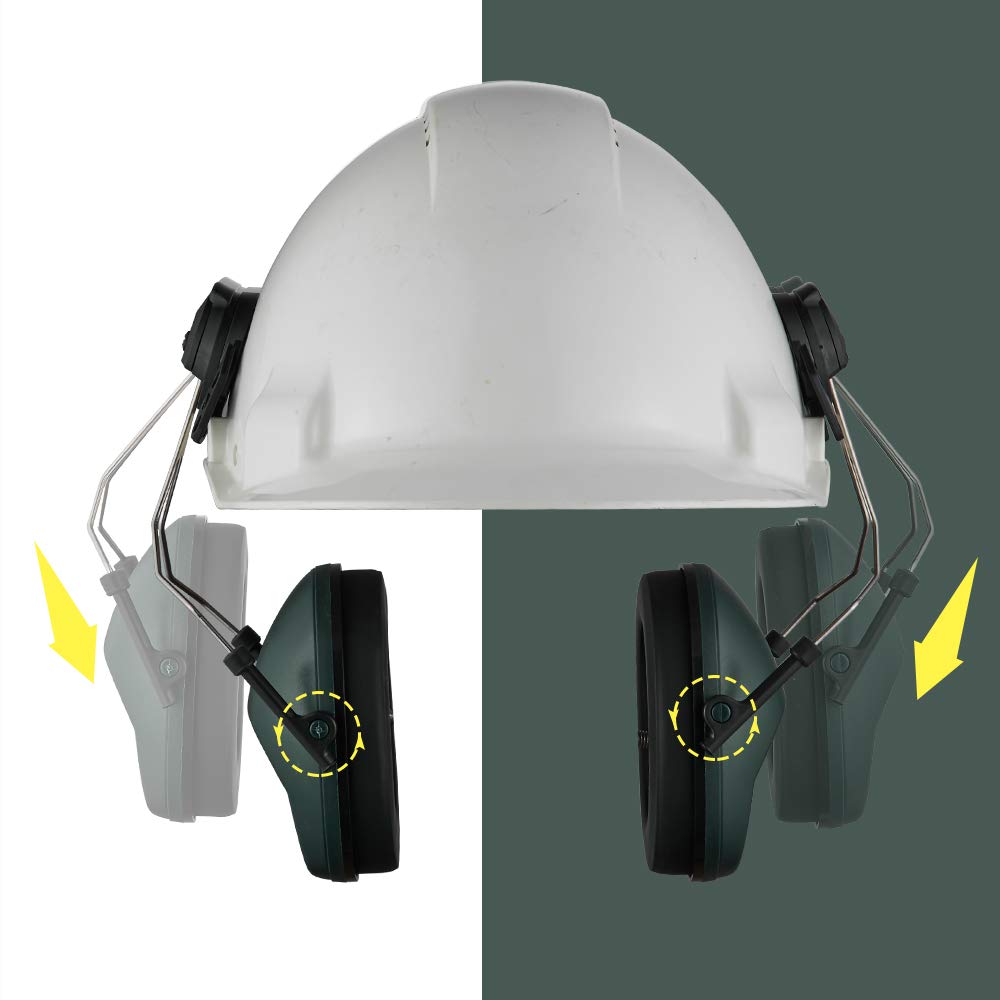 Orejeras acoplables con cancelación de ruido, bloqueo de sonido, protección auditiva para obras de construcción, protección de seguridad montada en tapa con adaptadores de montaje de casco