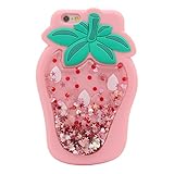 iPhone 6S Case, MC Fashion Cute 3D [Flowing Liquid Floating Glitter Stars], Shockproof and Protective Soft Flexible Silicone Case for Apple iPhone 6S & iPhone 6 (Strawberry/Pink)