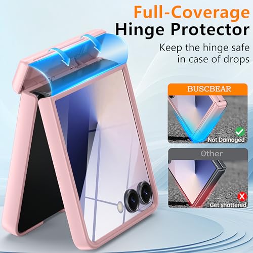 Magnetic for Samsung Galaxy Z Flip 7 Case Hinge ProtectionKickstandCompatible with MagSafeBuilt in Screen Protector Full Body Military Protection Phone Case for Samsung Z Flip 7 Pink