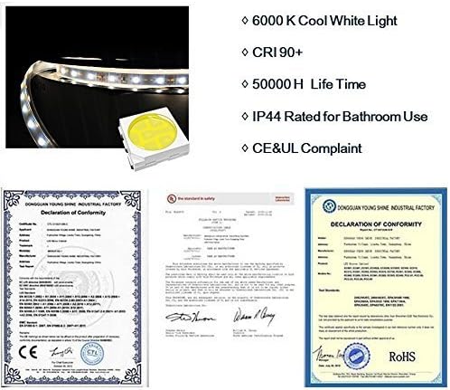 Miniatura 5 de Espejo para tocador, para pared, con luz LED y desempañador, de calidad comercial, con retroiluminación atenuable.