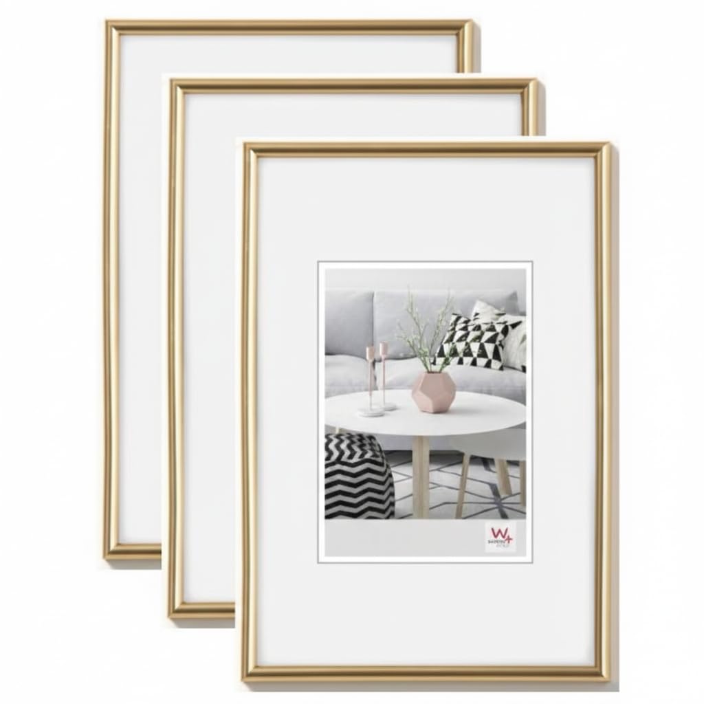 walther design Bilderrahme Gold, 13x18 cm 3er Pack Galeria Kunststoffrahmen KG318H3