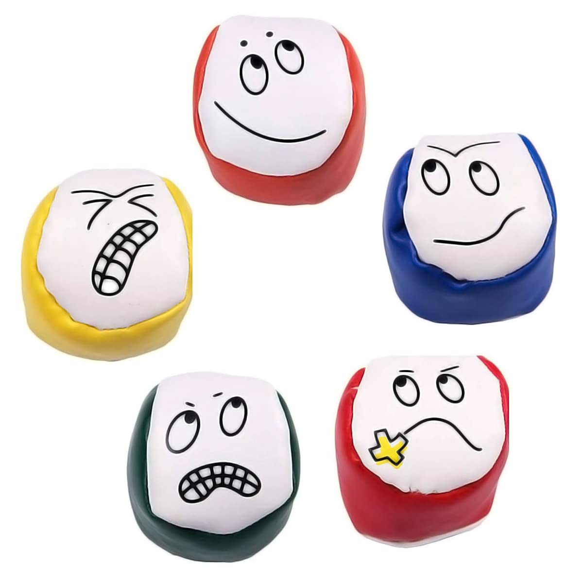 Juggling Balls for Beginners, 5 Pcs Soft Circus Balls with Cute and Funny Emoticon, PU Leather Easy Juggle Ball for Adults Children Kids Boys Girls
