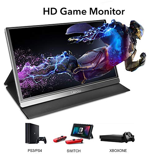 Image of Lepow Portable Monitor 15.6 Inch FHD 1080P Ultra Slim Computer Display, IPS Eye Care Travel Screen with Dual Speakers, Smart Cover, Support Type-C HDMI for Laptop Phone PC Switch Xbox