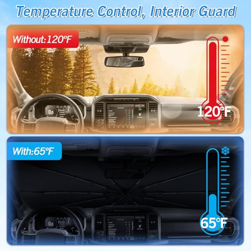 Image of KUST Windshield Sun Shade Umbrella for Ford F150 Hybrid 2021 2022 2023 2024 2025 2026 Rear Window Shades 100% UV Protection and Blackout Privacy 5PCS Car Window Covers Accessories