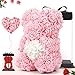 Valentinstagsgeschenke für sie, Rosenbär, Geschenk zum Valentinstag, Jahrestag, Muttertag, Rosen-Teddybär, komplett handgefertigt, 25,4 cm, Blumenbär, transparente Geschenkbox (hellrosa, 25,4 cm)
