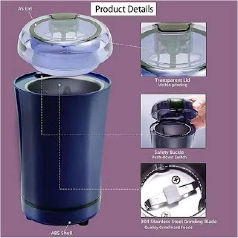 Image of Blue Coffee Grinder Manual Hand Grinder Portable Coffee Bean Grinder Adjustable Coarseness Stainless Steel Burr Compact Coffee Grinding Machine for Home Kitchen Travel Brewing Tool