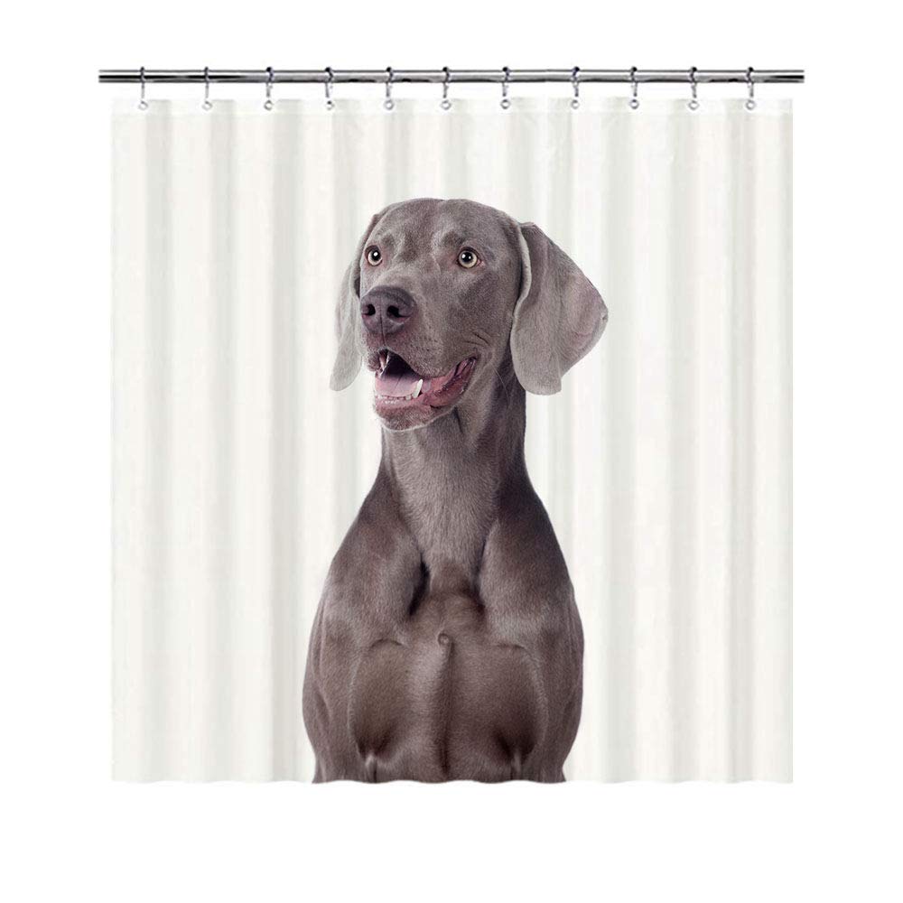 BAGEYOU Dog Selfie Shower Curtain Funny Weimaraner Dog Waterproof Polyester Fabric Bathroom Curtain 66 X 72 Inch, with 12 Hooks