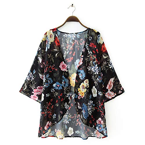 Image of CASURESS Women's Cardigan-Sheer Kimono Loose Summer Floral Print Cover Ups
