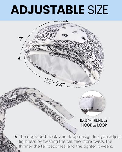 Image of Ababalaya Upgraded Satin Lined Halo Turban Durag for Men &Women Sleeping Bonnet PRE-Tied Headwraps for Hair Loss