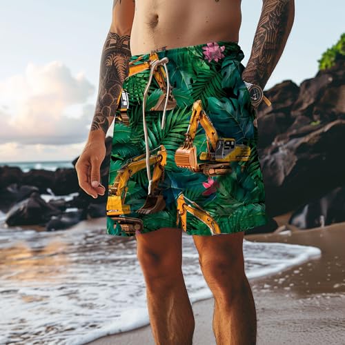 Men's Hotdog Beer Hawaiian Shorts Funny Sausage Hotdog Swim Trunks for Men Beachwear3